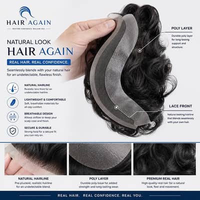 Natural Look Hair Patch – 100% Real Human Hair | Invisible Lace Front