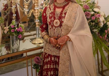 Barat Bridal Lehnga  | Maroon Red Bridal Dress | Heavy Hand Work |