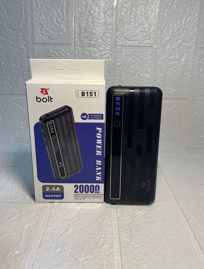 Bolt Power Bank 20000mAh Dual USB, Fast & Reliable Charging.