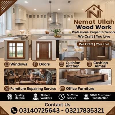 Carpenter Available- Wood Work- Wood Almari- Wood Cabinets- Wood Doors
