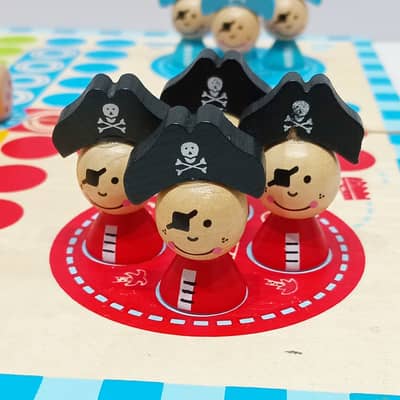Elegant ItsImagical Wooden Figural "Pirate Island" Themed Ludo Set