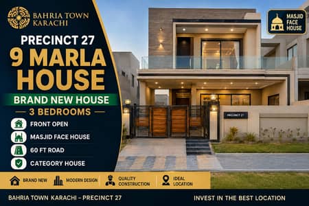 Brand New 9 Marla Villa for Sale Bahria Town Karachi, Precinct 27