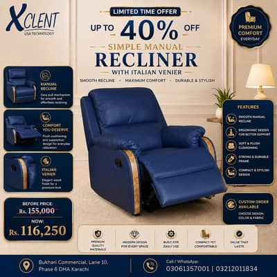 Simple Manual Recliner With Italian Venier