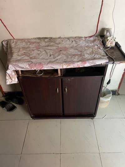 iron stand and  book shelf.