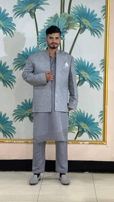 Grey Prince Coat Suit + Matching Shoes | Complete Wedding Outfit