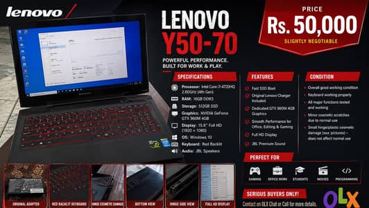 Lenovo Y50-70 Gaming Laptop 16/512