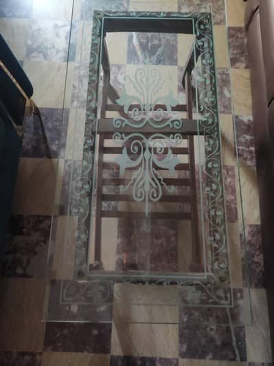 Solid Wood Glass Center Table | Thick Tempered Glass