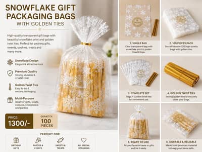 SNOWFLAKE GIFT PACKAGING BAGS WITH GOLDEN TIES
