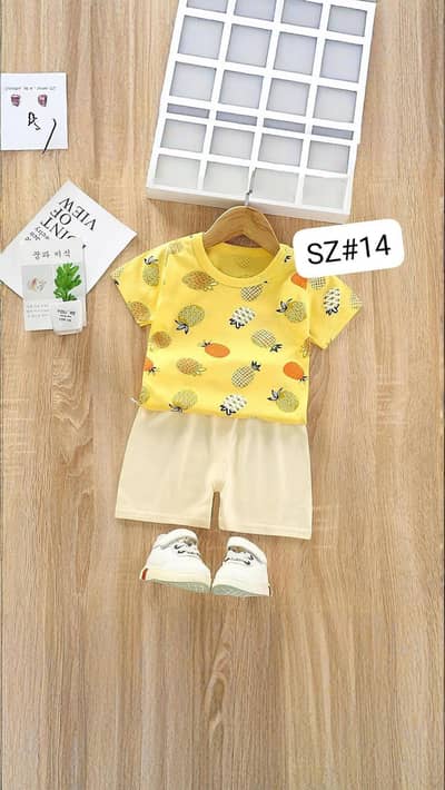  Kids’ Pineapple Print Night Suit – Yellow Cream