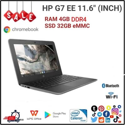 HP G7 EE Chromebook(play store+180°] | RAM  4GB+SSD 32GB only watsapp