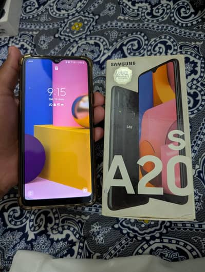 Samsung Mobile A20s with box and charger