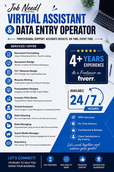 Avaliable as Virtual Assistant