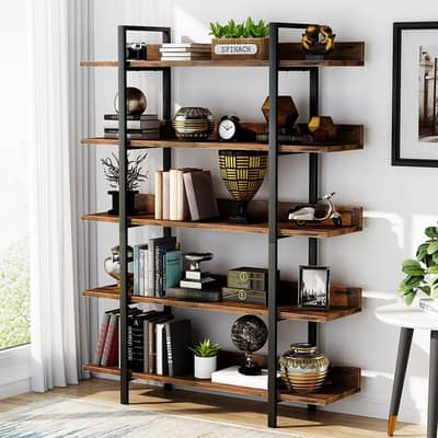 5-Tier Industrial Bookshelf & Display Rack (Premium Quality)