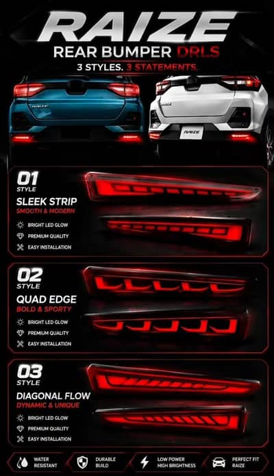 Toyota Raize Rocky Rear Bumpers DRL Available Here