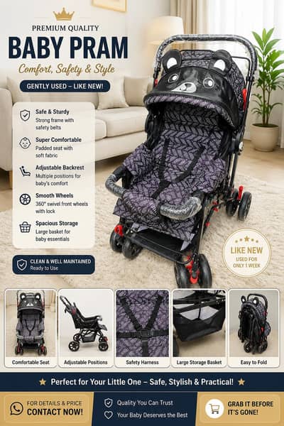  Premium Baby Pram / Stroller – Like New