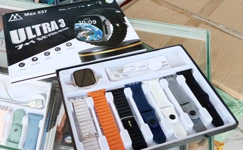 Max537 Ultra 3 Smart Watch – 7 Straps, Bluetooth Calling & AMOLED Dis