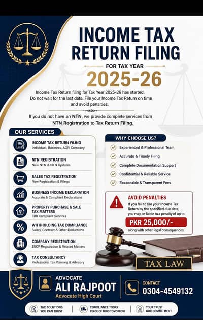 Company Registration | Tax Filer, FBR | Income Tax Return | Sales Tax
