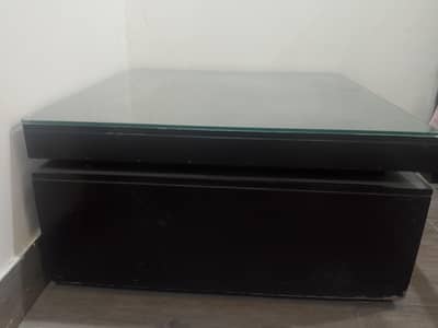 Wooden Centre Table with Top Glass