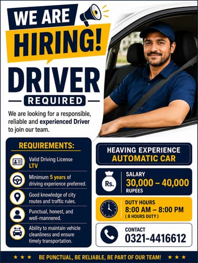 Driver Required  (LTV License Holder)
