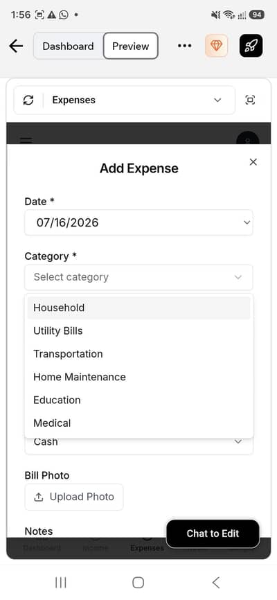 family  Expense and income app