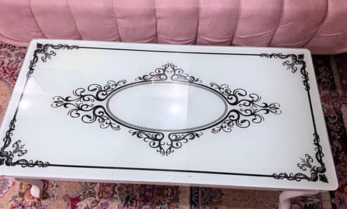 Elegant White Glass Coffee Table