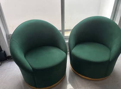 Emerald Green Chairs & Matching Vanity Stool – Excellent Condition