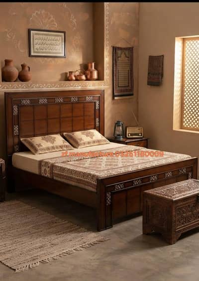 bed / bed set / wooden bed /double bed / side tables & Dressing table