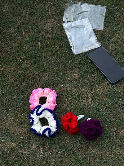 Handmade Crochet scrunchy poni ties