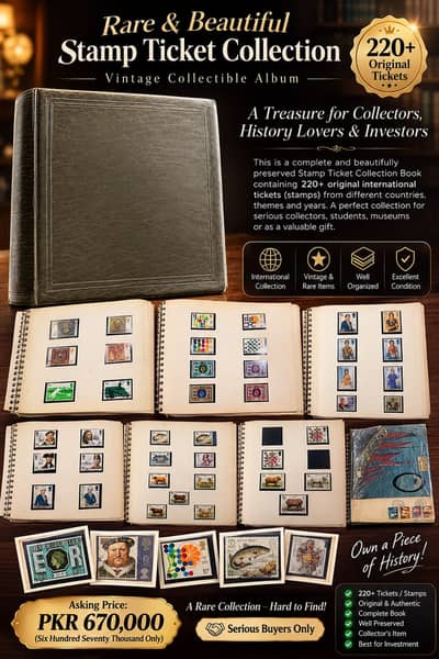 Rare Vintage Stamp Collection Album featuring 220+ original stamps