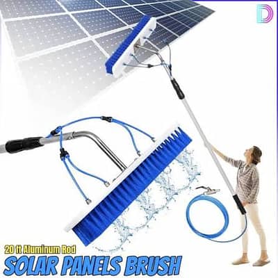 Solar Panel Cleaning Brush with Water Flow System