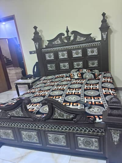 Fully furnished wooden bed set