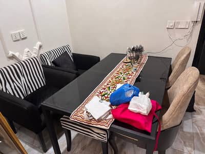 dining with chairs and bench