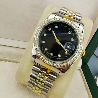 fashion watch diamond steel strip non automatic mechanical men's watch