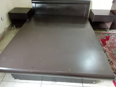 wooden dewaan bed with side tables  9/10 condition