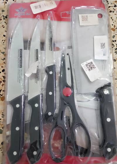 `5 Pcs Kitchen Knife Set with Chopping Board - Brand New - Koch Messer