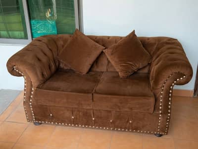 2 Seater Sofa Set | Brown Velvet | Good Condition
