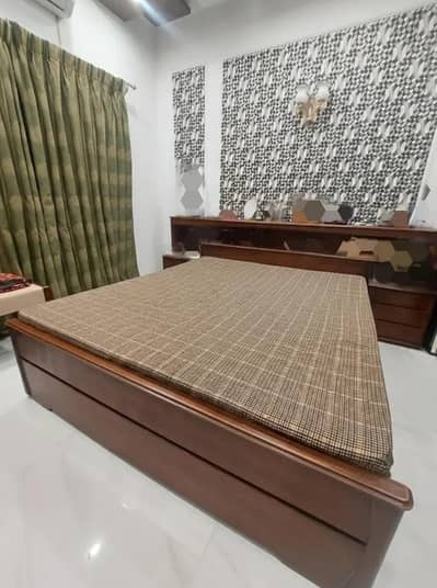 Double Bed with Mattress for sale. Solid Sheesham Bed + Molty Foam
