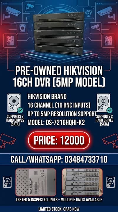Hikvision 16 Channel DVR DS-7216HQHI-K2 5MP CCTV DVR 16CH Security Re