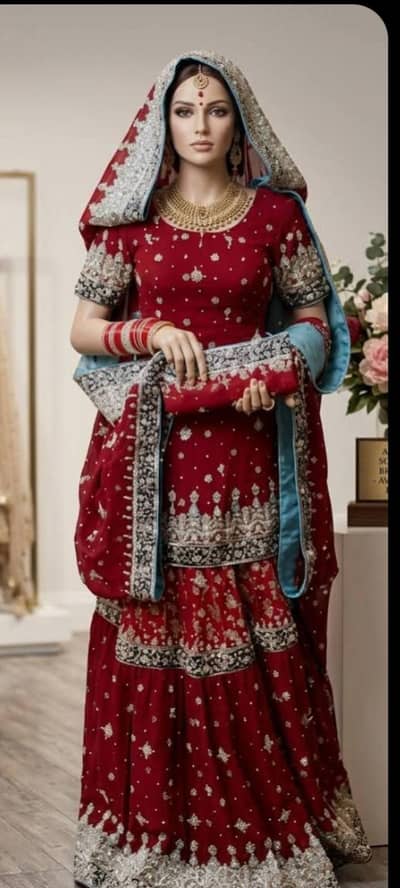 Beautiful red bridal / Formal sharar dress/ Excellent condition