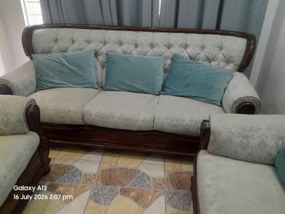 7 seater sofa-wooden sofa-sofa for sale with tables and curtains