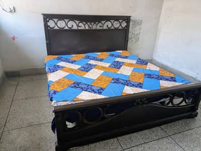 Elegant Dark Brown Wooden Double Bed  Good Condition