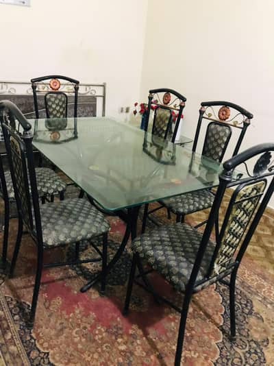 6-Seater Glass Dining Table – For Sale