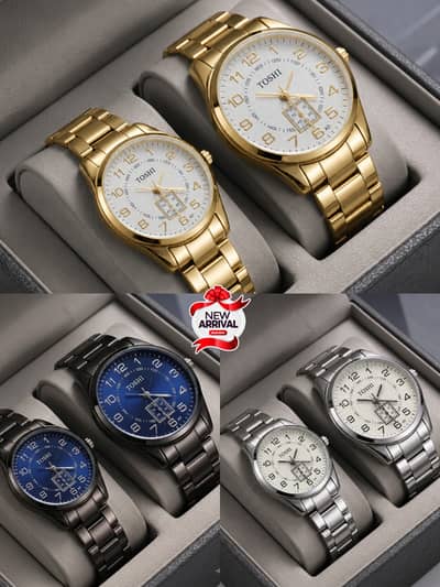 TOSHI Premium Couple Watches – Luxury Stainless Steel Quartz Wrist Wa