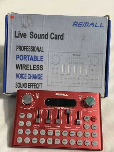 REMALL Live Sound Card Portable Wireless Voice Changer Mixer