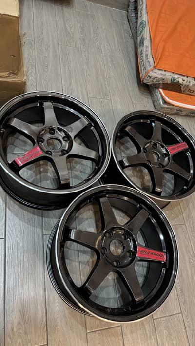 Rays Te37 Black Chrome 18 inch 114 PCD Alloy Rims For Civic MarkX