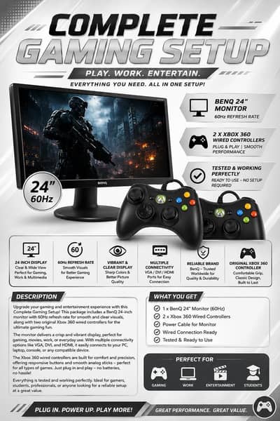 benQ monitor and Gaming Console 24 inch and 60 hrtz 10 out of 9