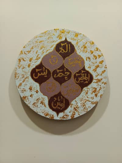 Handmade Loh-e-Qurani Canvas Painting 8×8 Inch Islamic Wall Art