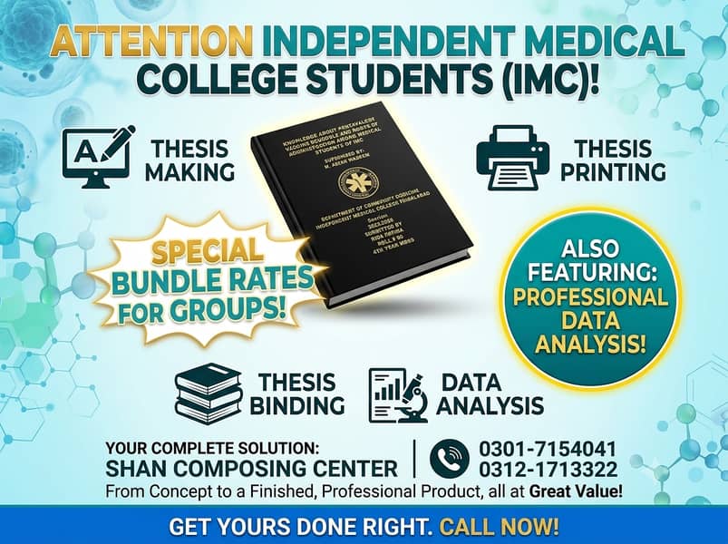Thesis Binding, Formatting, Data Analysis, Thesis Writing 0