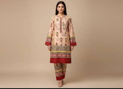 women unstitched printed suit pink polo