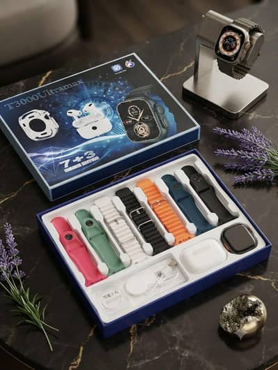 T3000 Ultra Max Smart Watch Deal | 7 Straps,Airbuds| Silicon Case